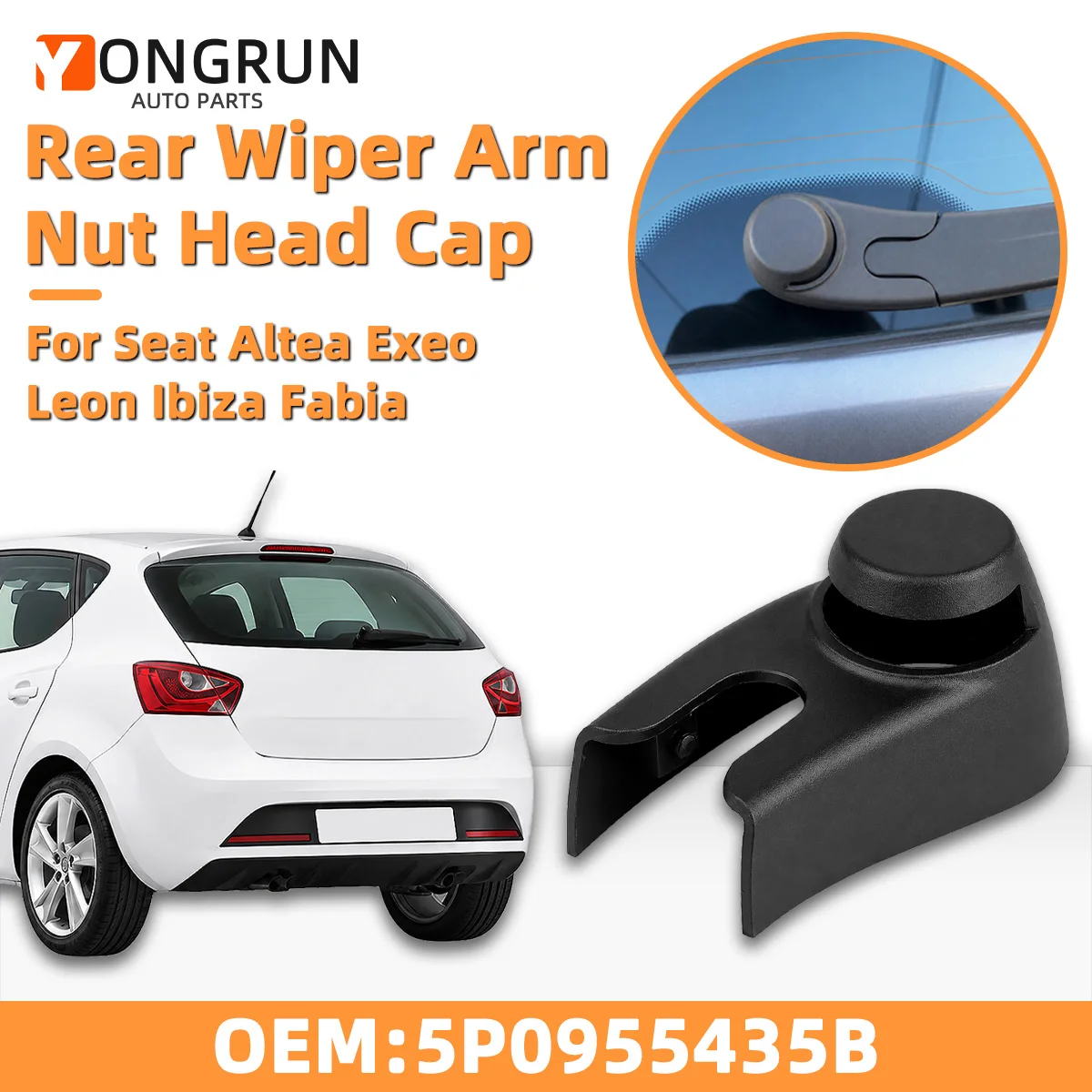Abdeckung für den Schalter des Heckwischerarms, passend für Seat Altea, Exeo, Leon, Ibiza, Fabia, Roomster, 5P0955435B, Außenzubehör. – Detail 1
