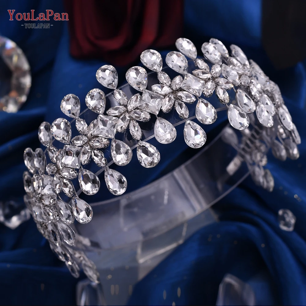 YouLaPan HP354 aro de cristal plateado para la cabeza, tocado nupcial para mujer, Tiara nupcial, tocado de boda, diadema de diamantes de imitación, joyería para el cabello