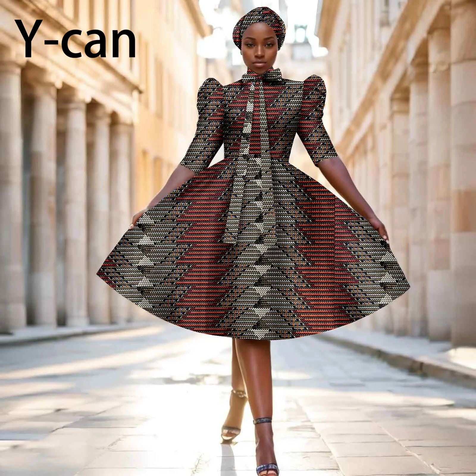 African Dresses for Women A-line Knee-length Print Skirt Match Headscarf Ankara Outfits Girl Skirt African Dress 2425154