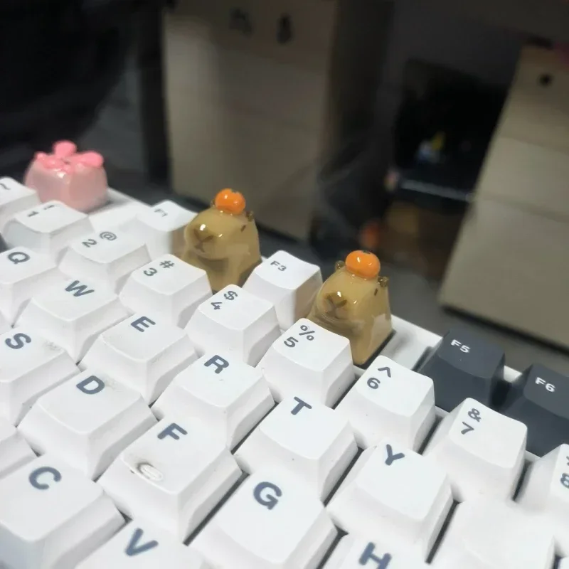 ECHOME Cute Capybara Keycap Anime Key Cap 3D Resin Keyboard Cap Custom Kawaii Key Cap for Mechanical Keyboard Accessories Gift