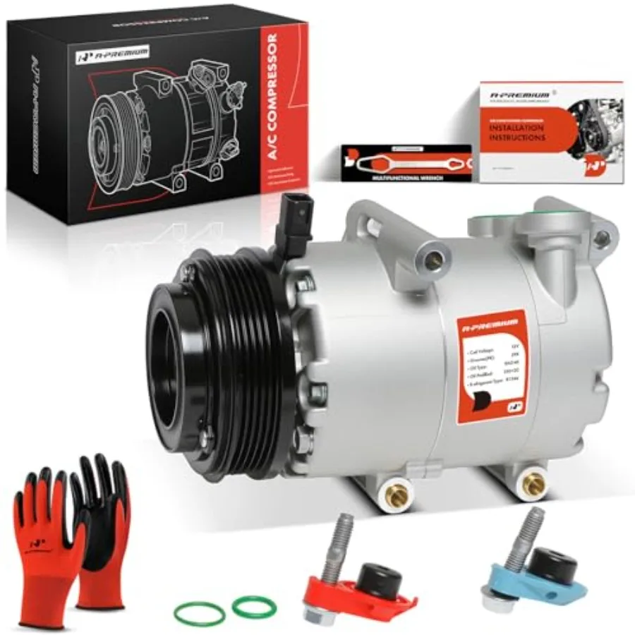 

A/C Compressor with Clutch for Ford Escape 2013-2014 L4 2.5L and Focus 2012-2014 L4 2.0L, VS16N Type, Aluminum Housing, Black F
