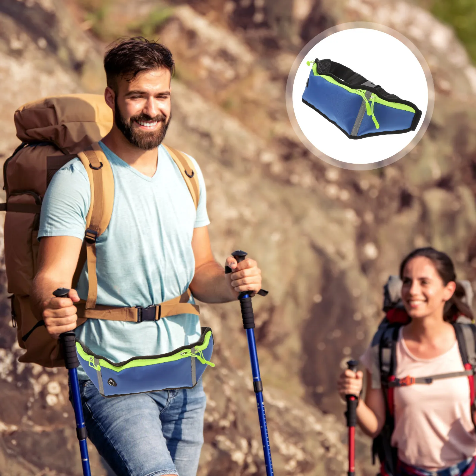 

Slim Sports Waist Pack Adjustable Breathable Waterproof Waist Bag for Running Travel Outdoor Phone Keys Storage with Headphone