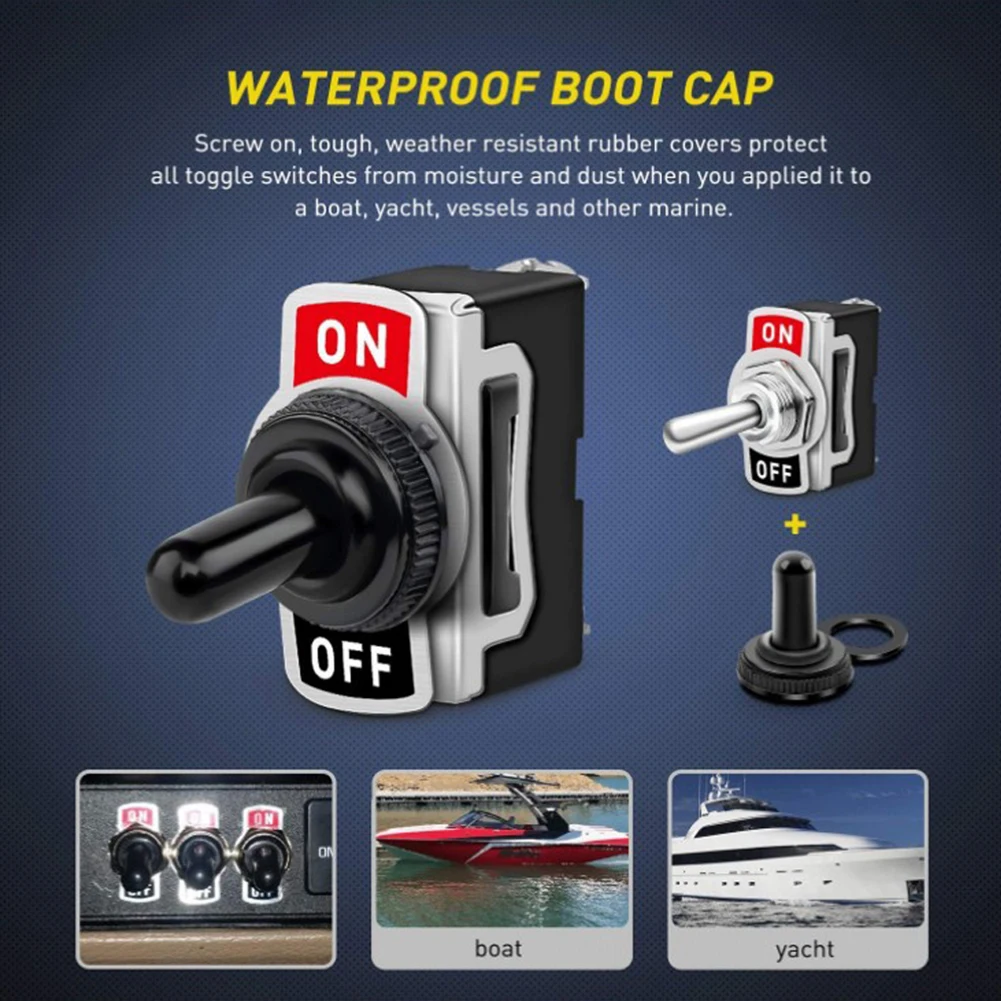 12 В тумблер, металлические тумблеры с водонепроницаемой крышкой, автомобильная лодка, клемма SPST, автоматический тумблер
