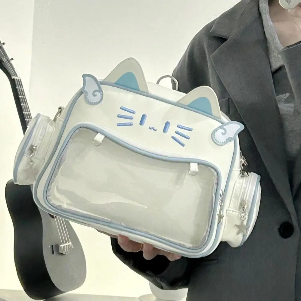 

Сумка подмышки Adge Display Cute Cat Itabag JK Kawaii в консервативном стиле, большая сумка для хранения, прозрачная карманная сумка из искусственной кожи для детей