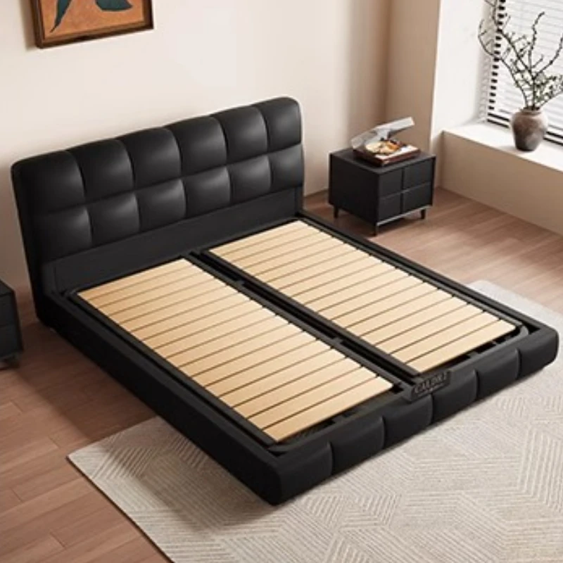 

Ltalian New Chinese Bed Double Aesthetics Comfortable Fashionable Bed Cream Luxury Organizer Safe Wood Cama Casal Furniture