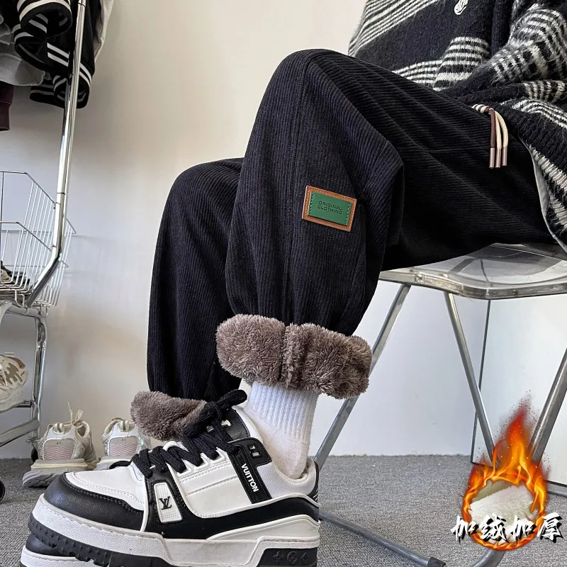 

Мужские джоггеры на толстой флисовой подкладке, зимние теплые брюки, мужские спортивные штаны, тяжелые повседневные брюки для отдыха