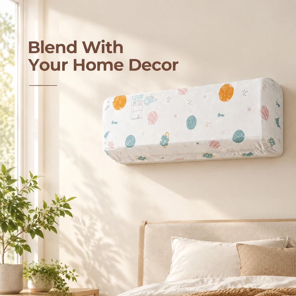 Elastic Fabric Air Conditioner Cover for Wall Unit Dustproof Protective Case for Bedroom Use Size 90cm x 140cm