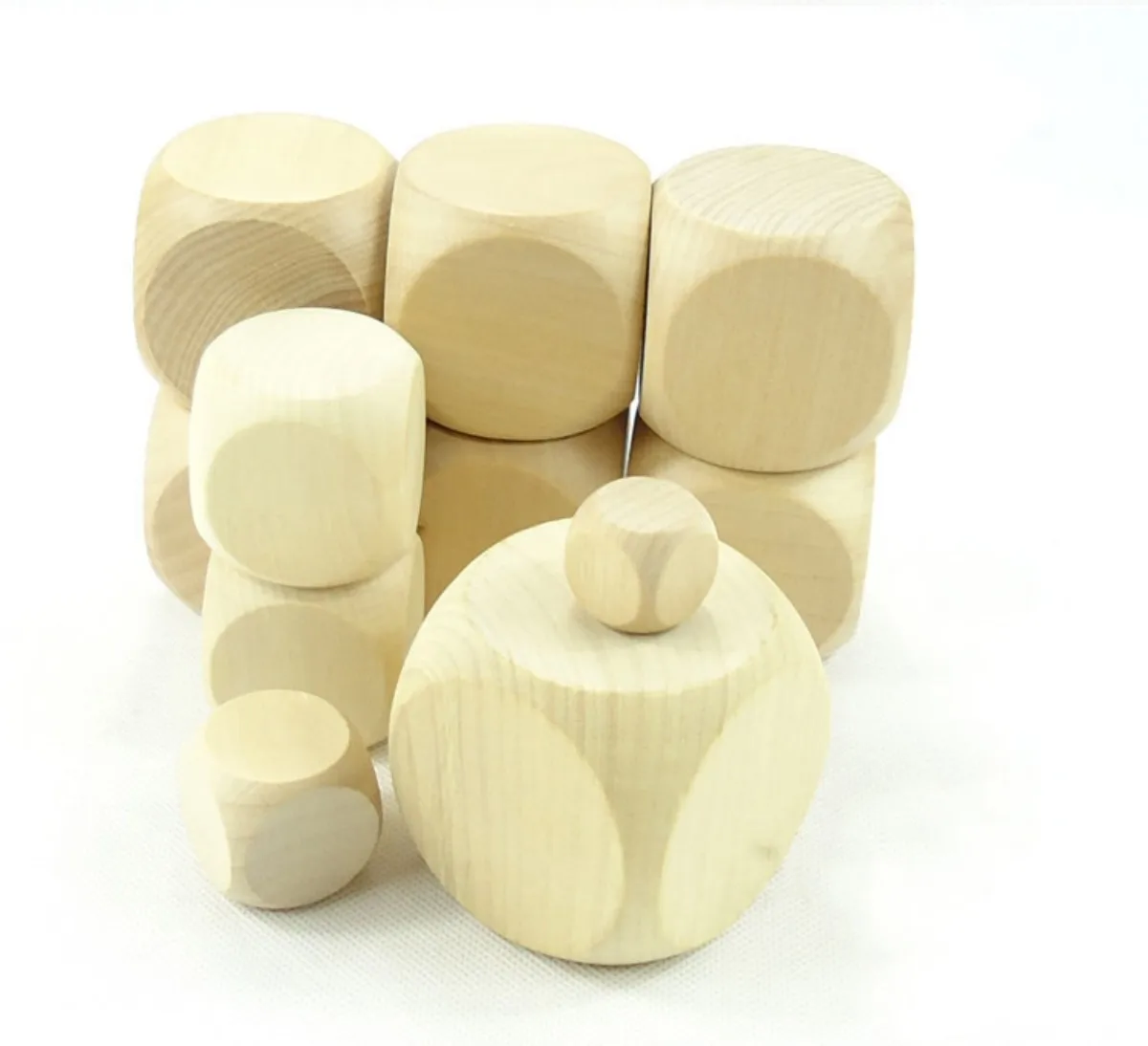 Solid Wooden Dice Blank Unprinted Cube DIY Board Game Wood Accessories 10mm-60mm Suitable for DIY Board Games