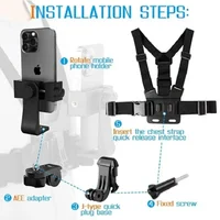 1 PC support de pince de téléphone réglable avec support de Fixation de sangle de poitrine pour appareil photo de Sport appareil photo de téléphone portable support noir accessoire 4