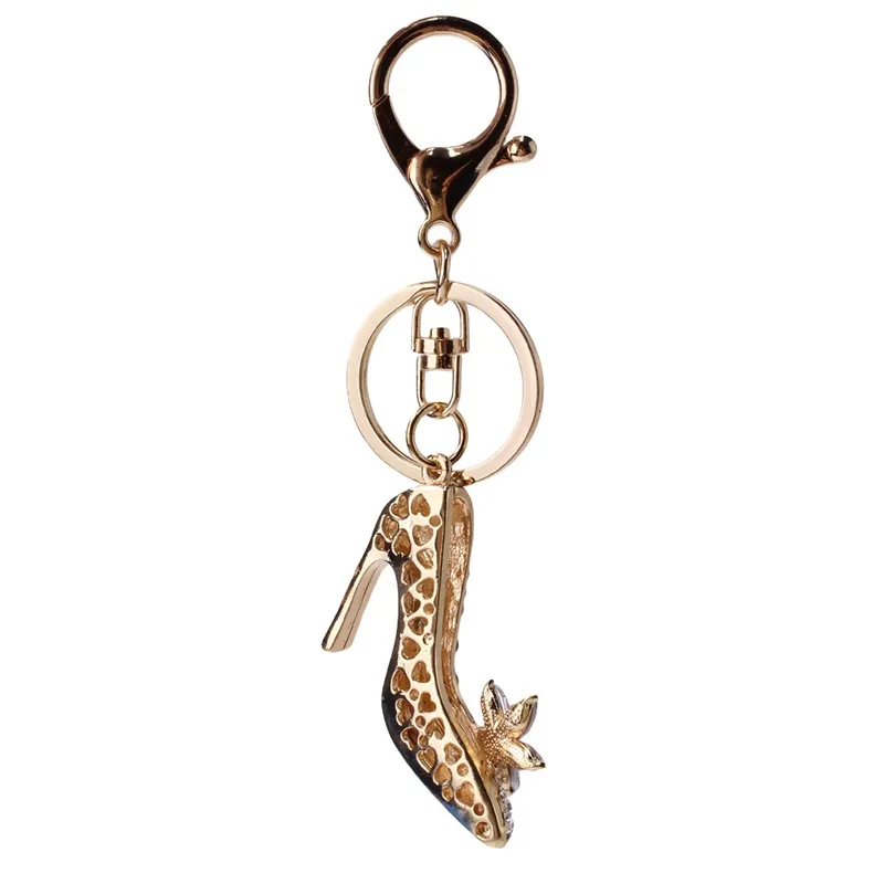 High Heeled Shoes Keychain Rhinestone Crystal Shoe Car Key Chain Bag Keyring Boutique Gift Decorative Alloy Durable Portable