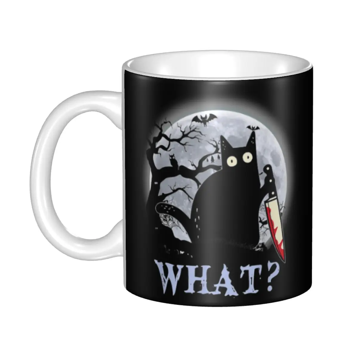 

Personalized Funny Black Cat What Mug DIY Ceramic Tea Milk Coffee Cup