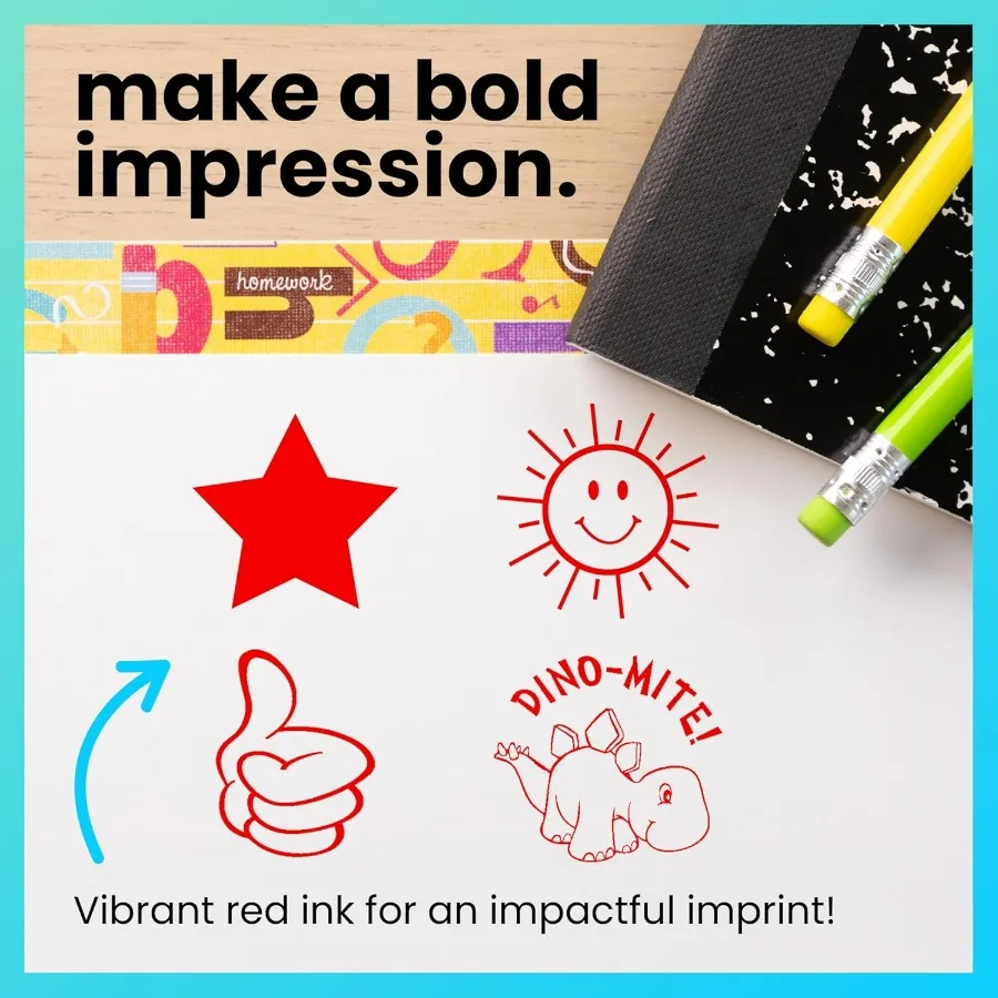 Timbro rotondo per insegnanti Solid Star RED Ink