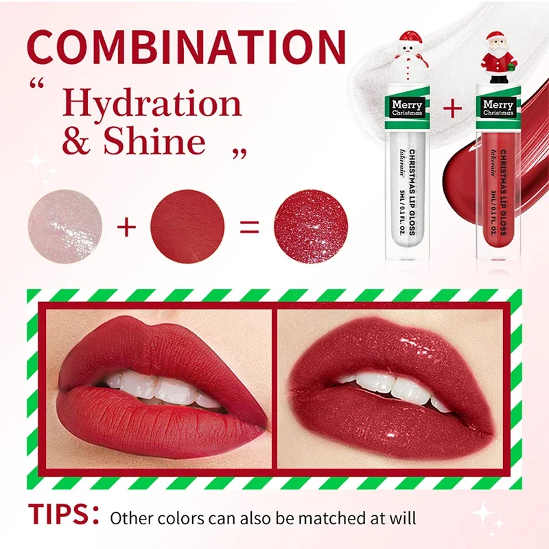 Shining Matte Lip Gloss Christmas Tree Design Moisturizing Lip Oil Christmas Lip Gloss Christmas Cute Doll Lip Gloss Green Fine