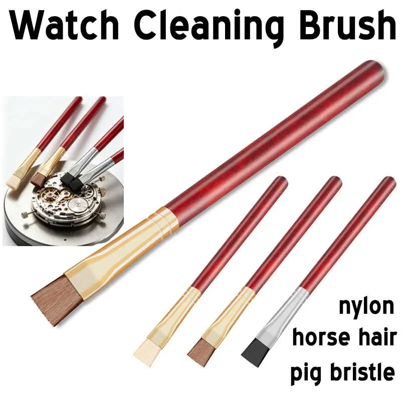 Horse Hair Boar Bristle Nylon Watch Cleaning Brush Watch Movement Parts Cleaning Soft Brushes Pen Watch Repair Maintenance Tool