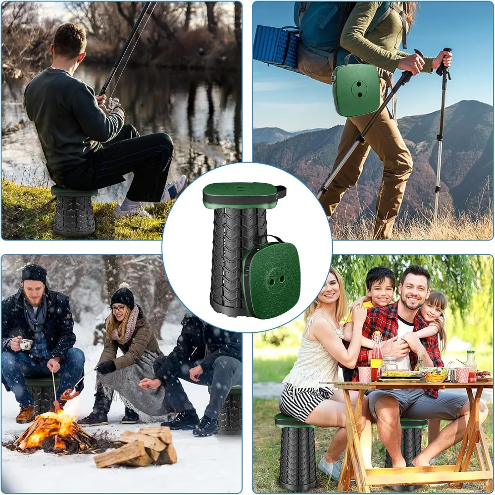 مقعد تخييم قابل للطي مربع قابل للطي محمول خفيف الوزن تصغير أقصى حمولة 485 رطل مقعد خارجي أخضر