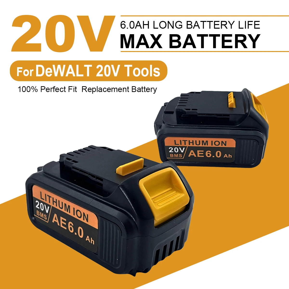 

20V MAX 6Ah High Output Li-ion Battery For DeWALT 20V MAX DCB204 DCB205 DCB206 Industrial Construction Cordless Power Tool Pack