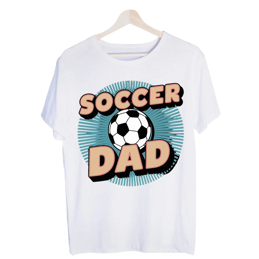 Dad's Soccer Ball Graphic Tee, Short Sleeve Crew Neck T-Shirt with Retro Style for Game Days and Casual Outfits