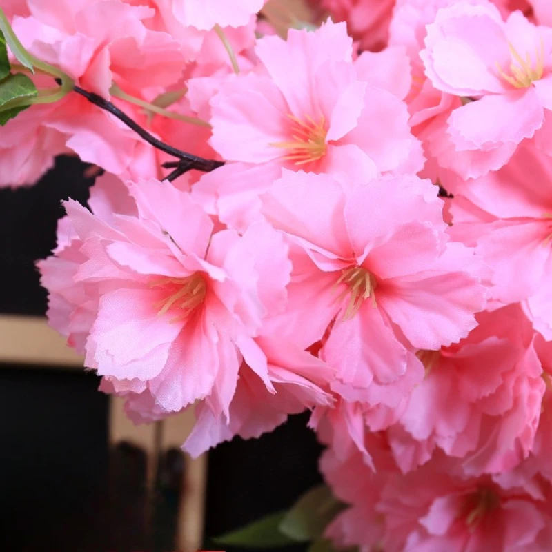 Simulation cherry blossom branch 4 fork 3 fork encryption wedding decoration fishing cherry blossom rattan artificial flower