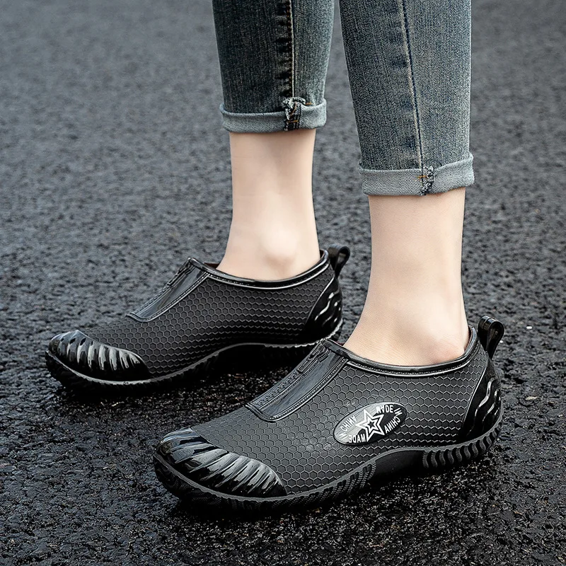 New 2023 Women Fashion Waterproof Rain Boots Short Shallow Rainboots Outside Garden Rainboots Wellies Shoes