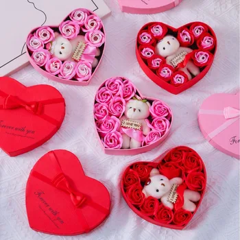 Valentines Day Gift for Her Gift Box with Bear Soap Rose Flower Romantic Mothers Day…