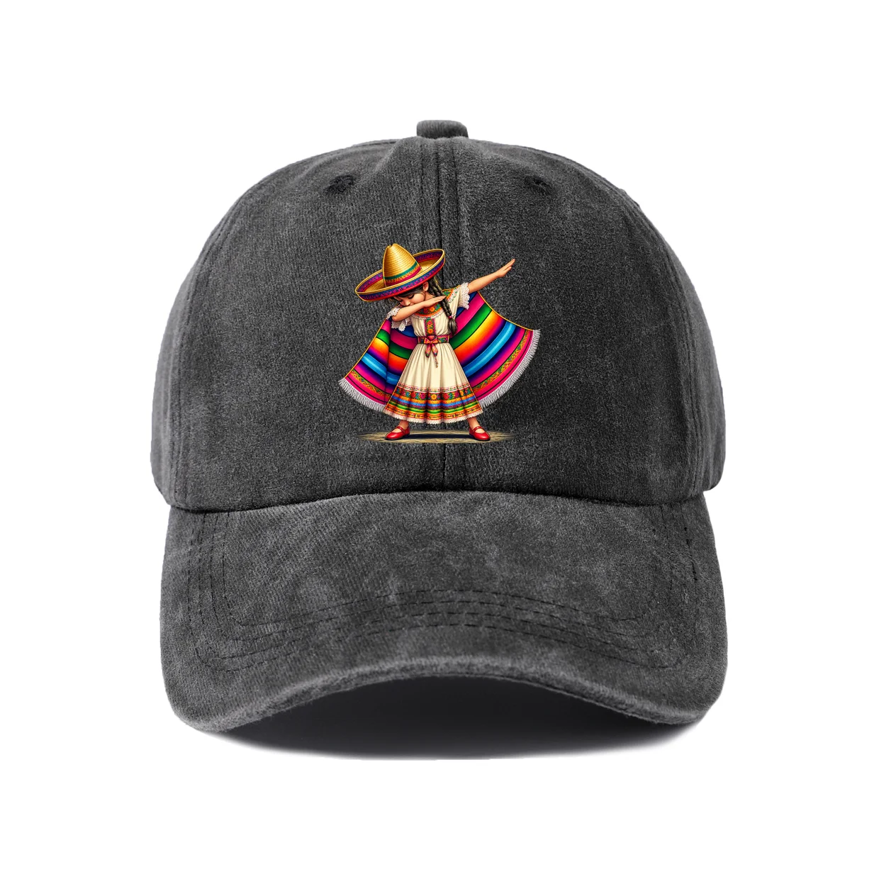 Colorful Mexican Donkey Graphic Baseball Cap, Vintage Washed Adjustable Unisex Dad Hat, Streetwear Gift