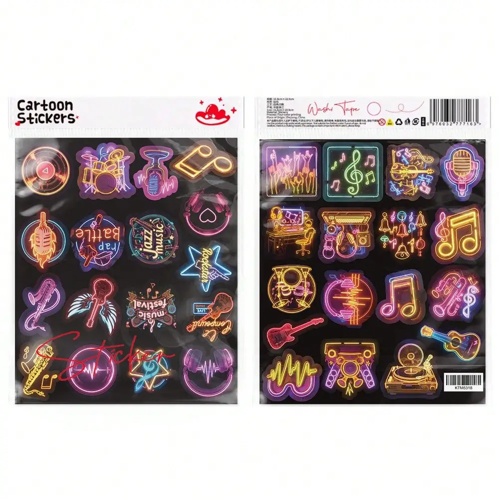 103 pieces neon sticker decorations for bar music, creative graffiti, personalized decorative handbooks and notebook stickers