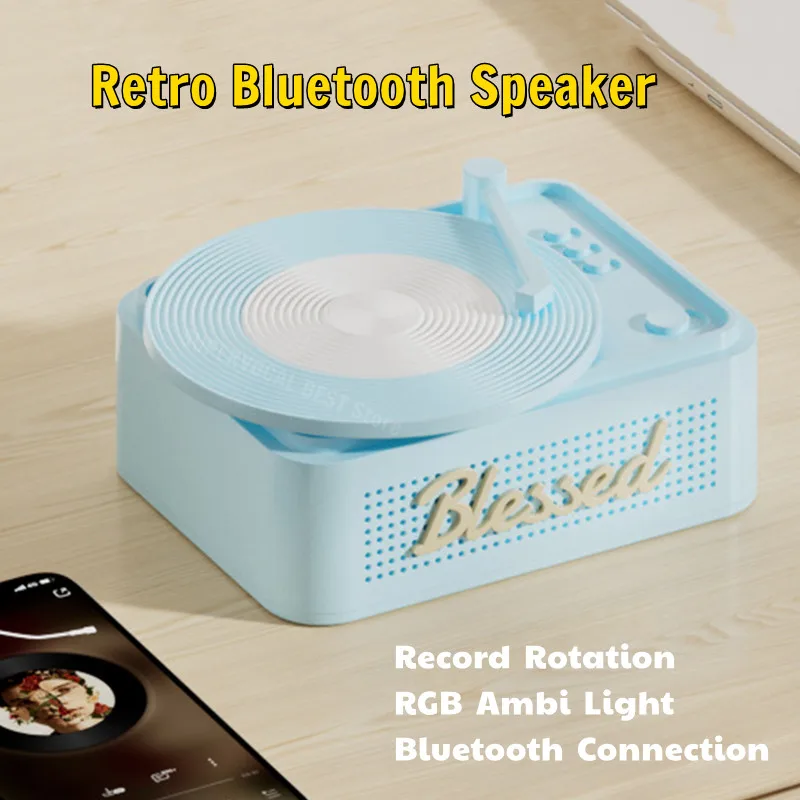 

Classic Vintage Bluetooth Speaker Mini Portable Old Fashion Stereo Surround MP3 Music Box with Colorful Night Light TF Card Slot