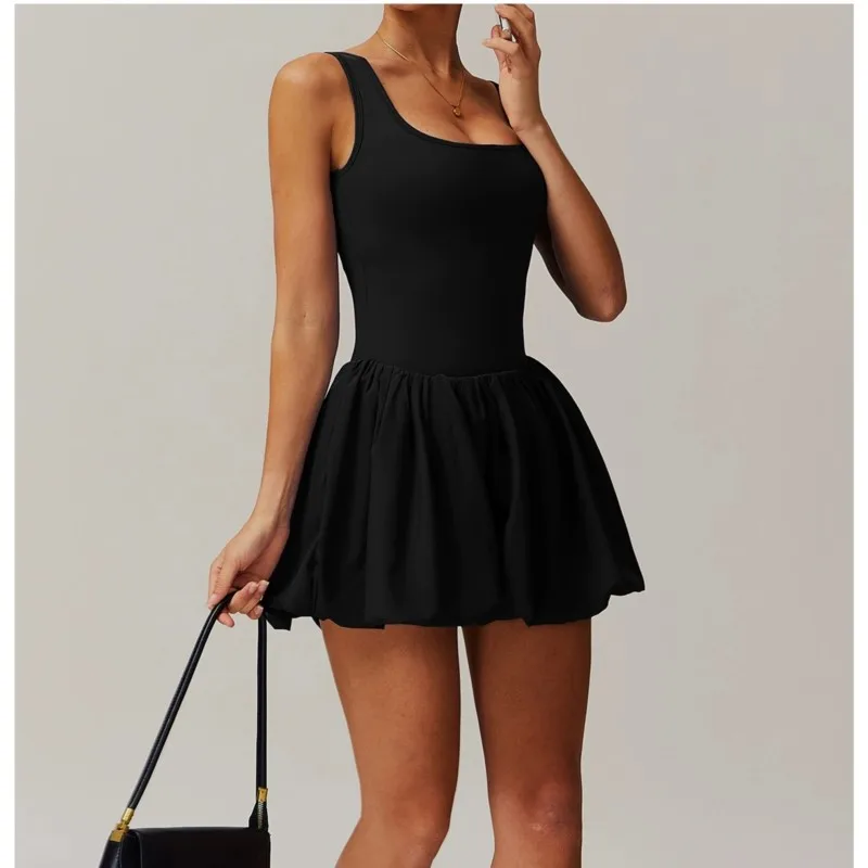

Women Sports Fitness Tennis Dress Breathable Ruffle Hem Fake Two-piece Golf Badminton Running Casual Workout Gym Yoga Dresses