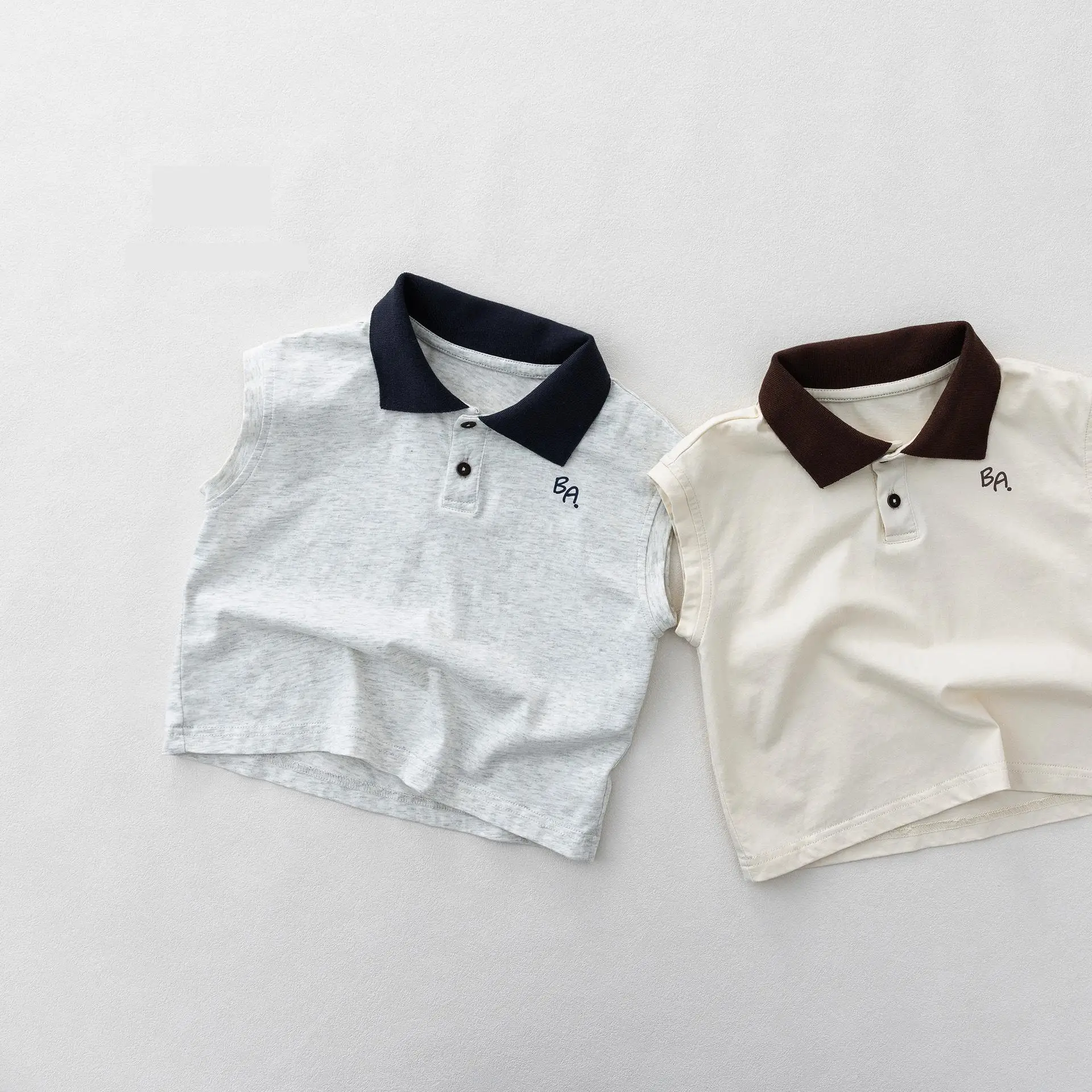 

2026 Summer New Children Sleeveless T Shirts Boys Fashion Polo Shirts Vest Baby Girls Loose Simple Cotton Tops Kids Clothes