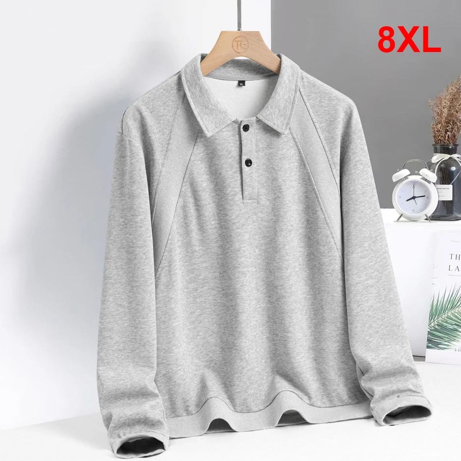 

Spring Autumn Sweatshirts Men Cotton Pullover 8XL Plus Size Fashion Casual Solid Color Sweatshirt Male