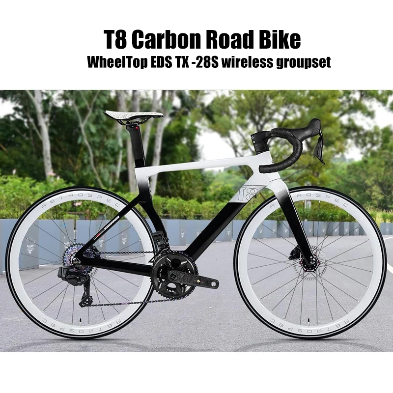 TWITTER Wireless Carbon Road Bikes Wheeltop EDS TX 28S Electronic Shifting inner Cables Carbon Handlebar Aero-Racing Bicycle