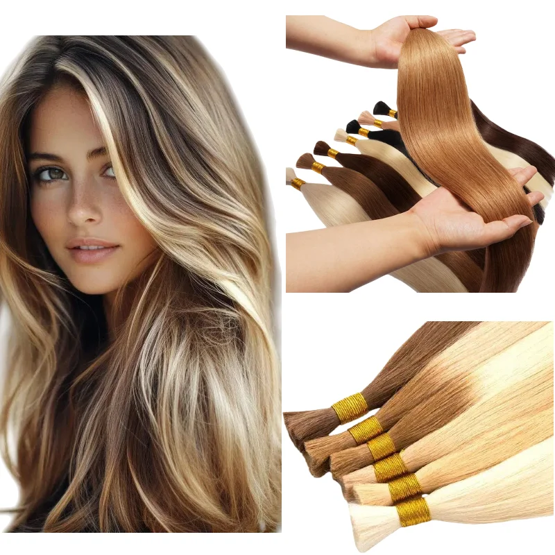 Bulk Hair 100% Human Hair No Weft 50g/100g Weight 12-26 Inches Random Sizes Remy Hair Bundles Colors