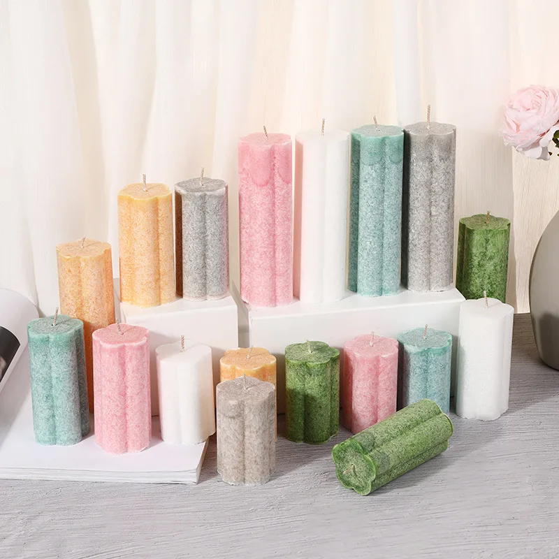 

3 Pcs Set Of Handmade Ice Flower Candle Smokeless Aromatherapy Candle Emergency Lighting Church Cylindrical Aromatherapy Candle