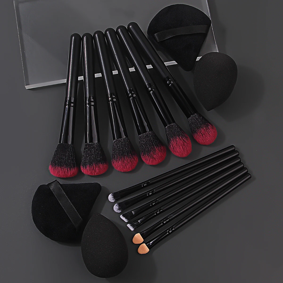 16 STKS Blush borstel, spons oogschaduw borstel, eyeliner borstel, make-up borstel set & Zachte make-up spons, ei poederdons