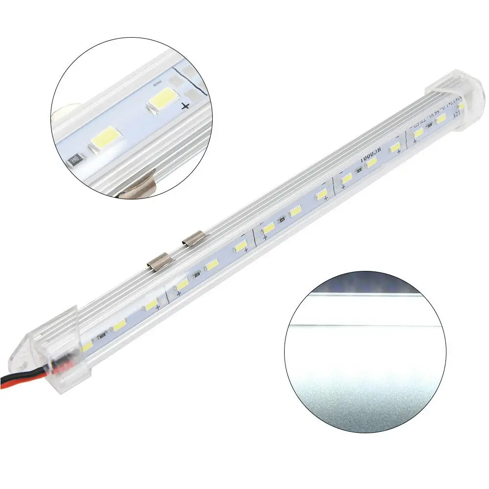 Car Light Strip Bar 12V 15 LED Interior PC Transparent Cover Caravan Van Trailer Boat Work light bar Camper Car Accessories