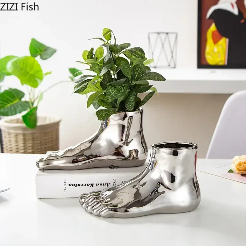 Creative Foot Vase Ornament Living Room Desktop Decoration Arrangement Flowers Succulent Plant Flowerpot Crafts Home Decoration