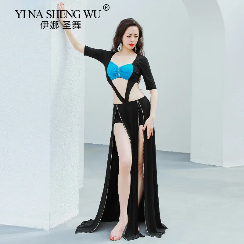 Conjunto de traje de danza del vientre Sexy para mujer, falda larga y Top, ropa de práctica de bailarina Oriental cómoda, ropa de cintura alta para adultos