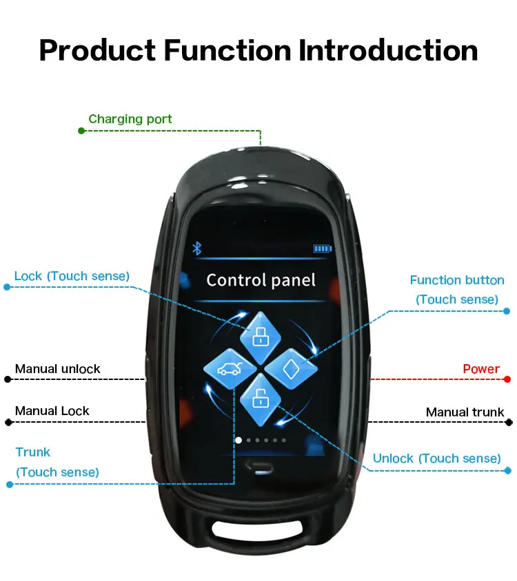 CARDOT High Defiition Car Lcd Screen Touch Key Remote Auto Central Lock For All Button Start Cars