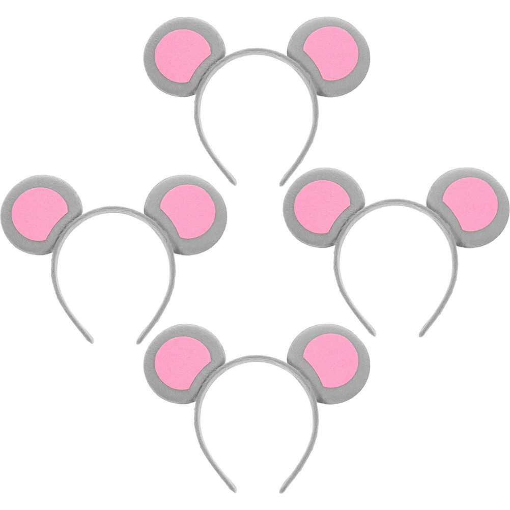 4 個ハロウィン動物耳カチューシャ女性ヘアバンドグレーマウス耳生地ヘッドバンドコスチュームアクセサリー