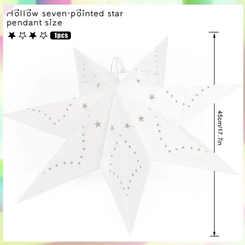 

B23B 4X Hanging Paper 7 Pointed Star Lantern, Christmas Hanging Star Decorations For Christmas Wedding Birthday Decoration