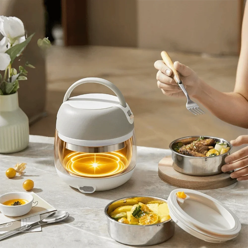 304 Stainless Steel Electric Lunch Box USB Charging Double-Layer Insulated Soup Pot Rust-proof No-Water-Filling