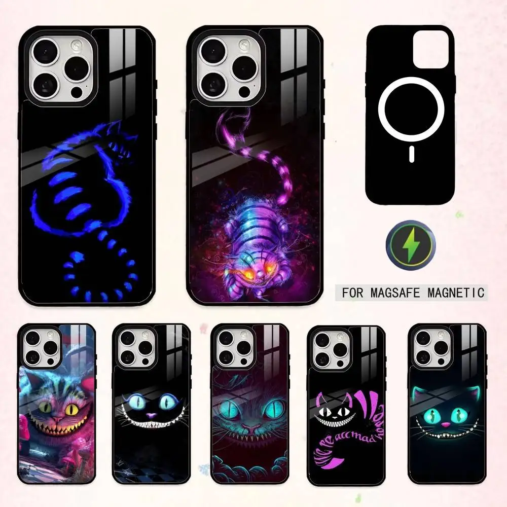 

C-Cheshire Cat Cool Eye Alice Phone Case For iPhone17,16,15,14,13,12,11 Plus,Pro Max Magnetic For Magsafe Wireless Charging