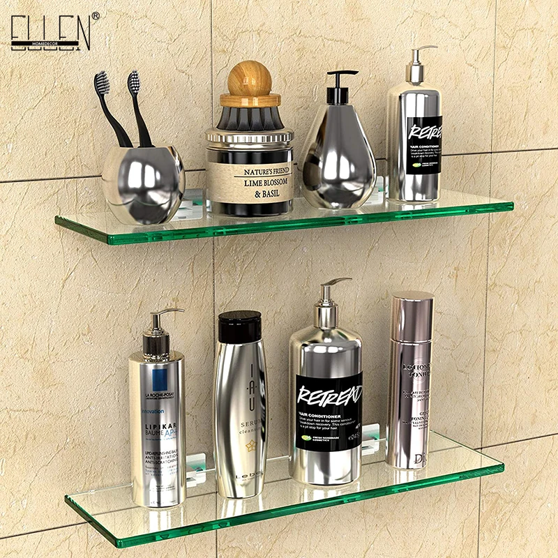 

ELLEN Bathroom Glass Shelf Corner Shelves Wall Shelf Shower Storage Bathroom Accessories Shelves EL44