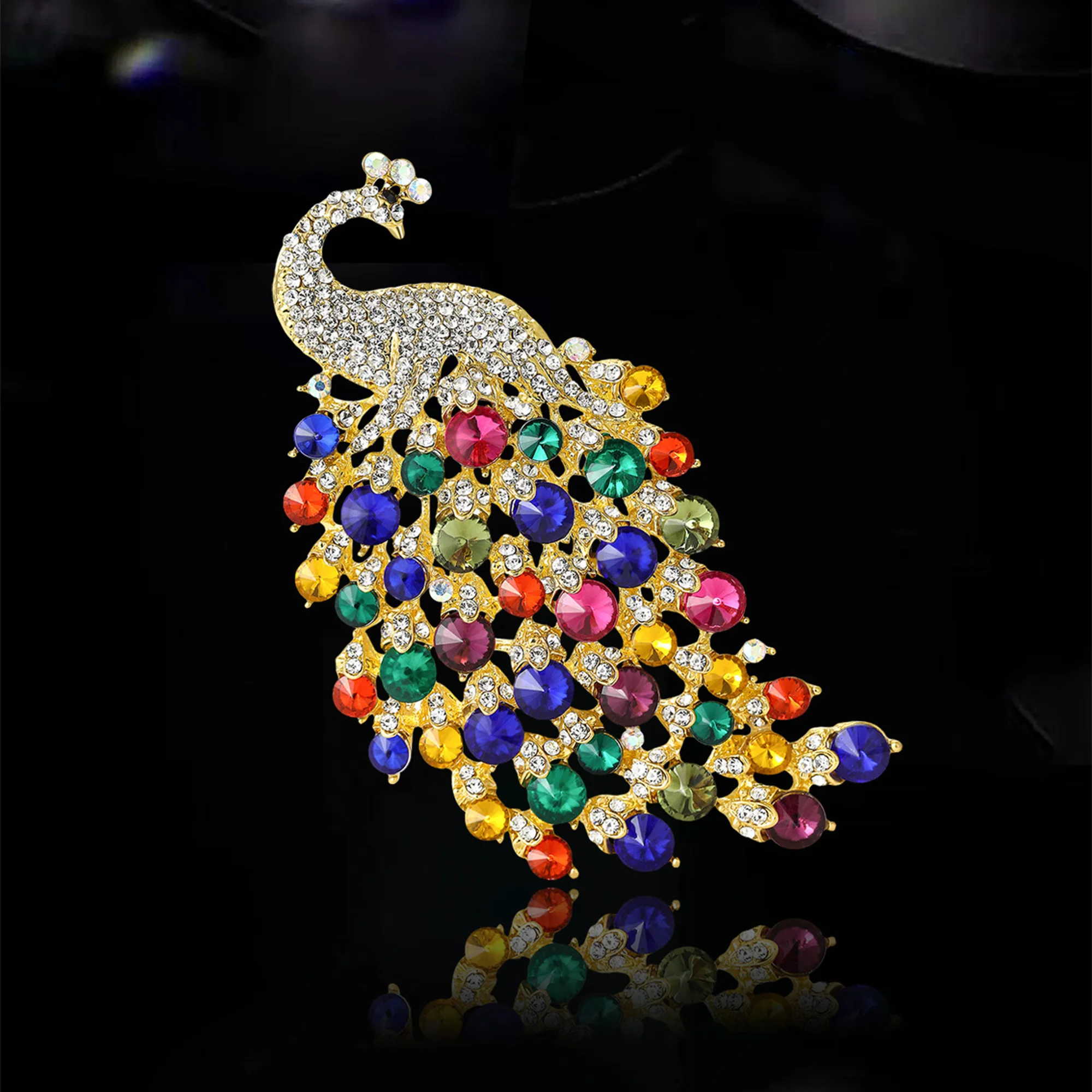 

Luxury Rhinestone Peacock Brooches for Women Animal Pins Necklace Event Party New Gifts Backpack Decoration Clothes Accessories