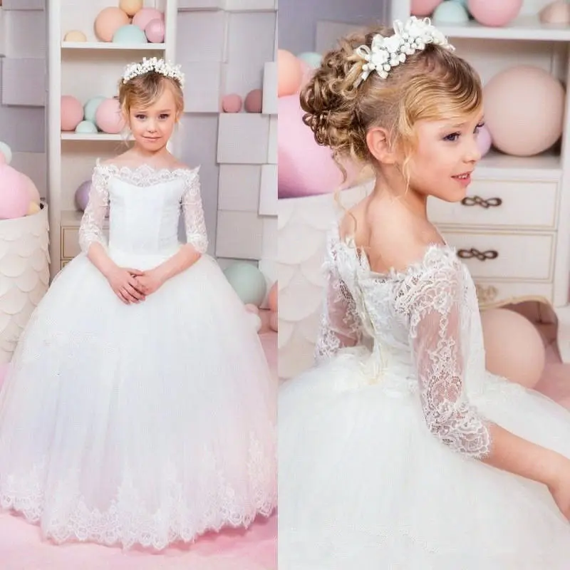 

Lace Baby Girl Party Dress Kids Layers Flower Girl Dresses Hi-Low Princess Dress Cute First Communion Gowns