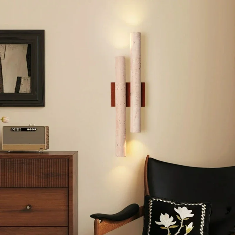 

Natural Stone Wall Lamp Modern Strip Chinese Retro Design Living Room TV Background Home Decor Bedside Nordic Wall LED Light