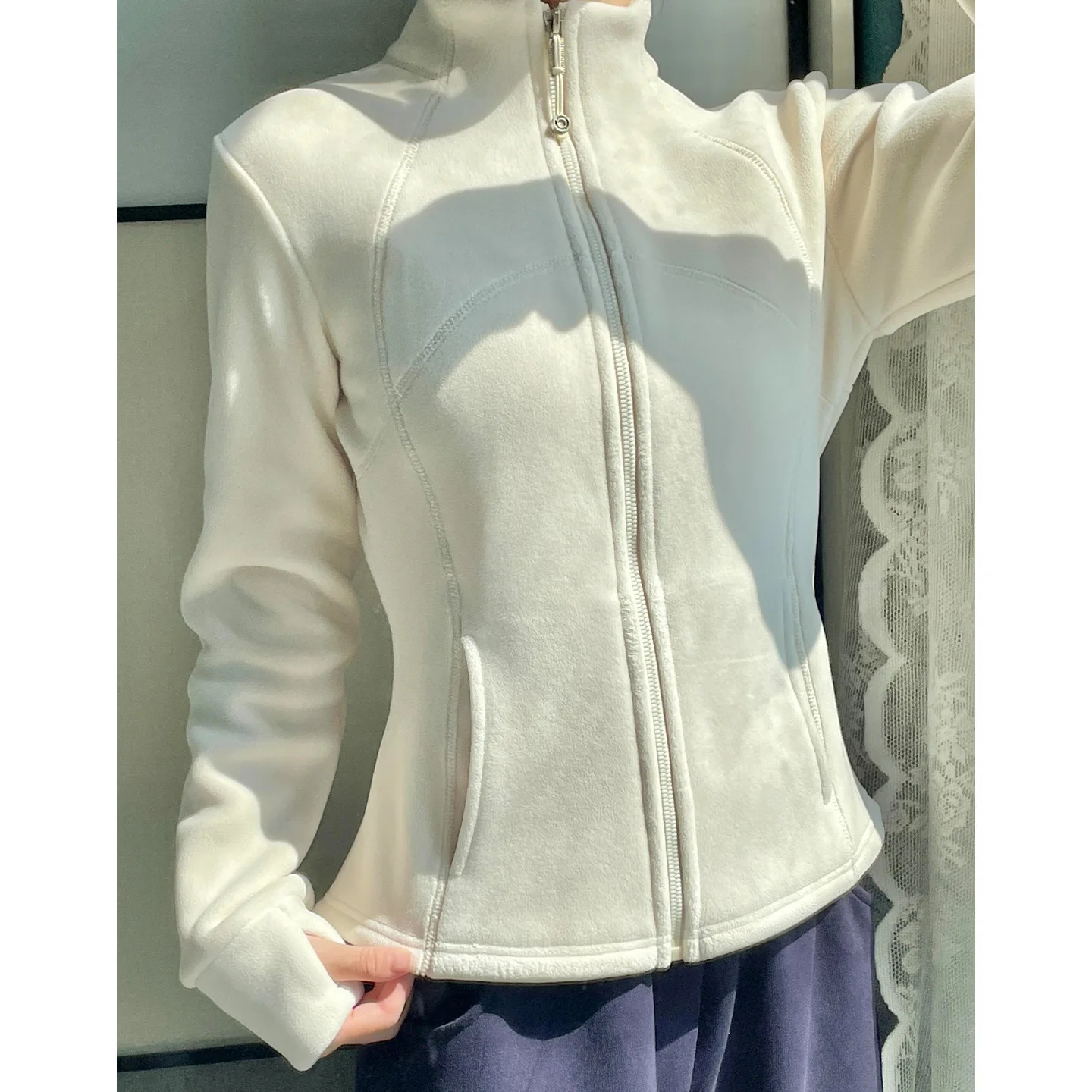 Fashion Slim Fit Double-sided fleece Jacket  Women  Winter fleece inner Lining Thick fleece Warmth Solid Color Women Clothing