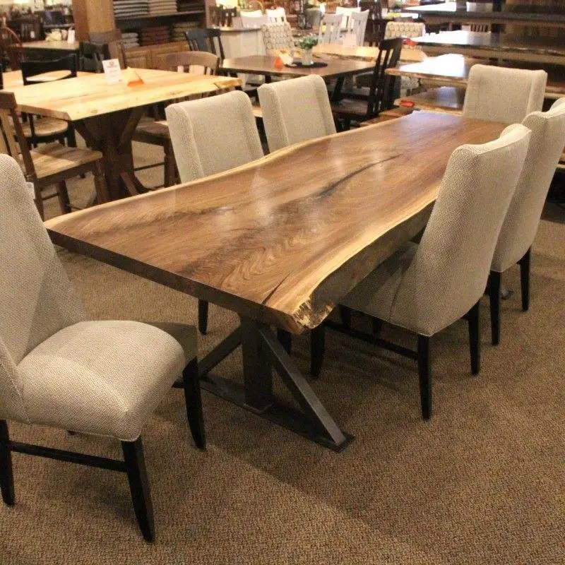

custom.Solid Walnut Wood Slab Dining Table Large Live Wood Slab Restaurant Use Natural Wood with Conference Features