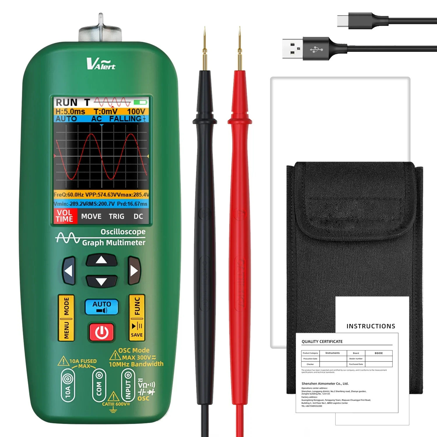 Multimetro oscilloscopio portatile Multimetro digitale professionale DC AC Elettricista Corrente Capacità Ohm Diodo Tester BSIDE O1