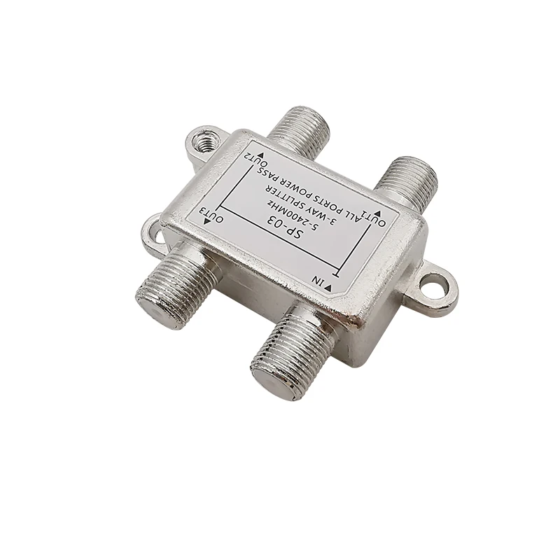 1Pcs F-type Female to 3x F Female Jack Connector 1 In to 3 Out 3 Ways 5-2400MHz TV Satellite Coaxial Cable Splitter Distributor